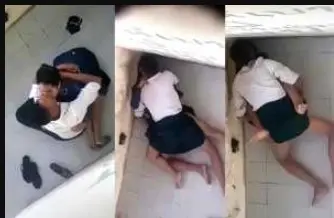 စာသင်ခန်းထဲ ကျောင်းပြေးပြီးခိုးစားနေကြတာ ချောင်းရိုက်