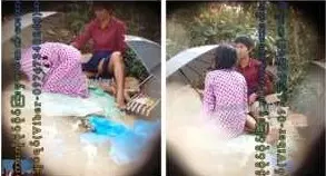 ချောင်းရိုက်လေး ထီး ကာပီးအတွင်းခံလေးချွတ် ဂါဝန်လေးလှန်ပြီး ခိုးခံနေတာ